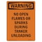 Signmission OSHA WARNING Sign, No Open Flames Or Sparks During, 10in X 7in Decal, 7" W, 10" L, Portrait OS-WS-D-710-V-13361 - alternate 1